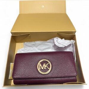 Michael Kors Plum Leather Clutch